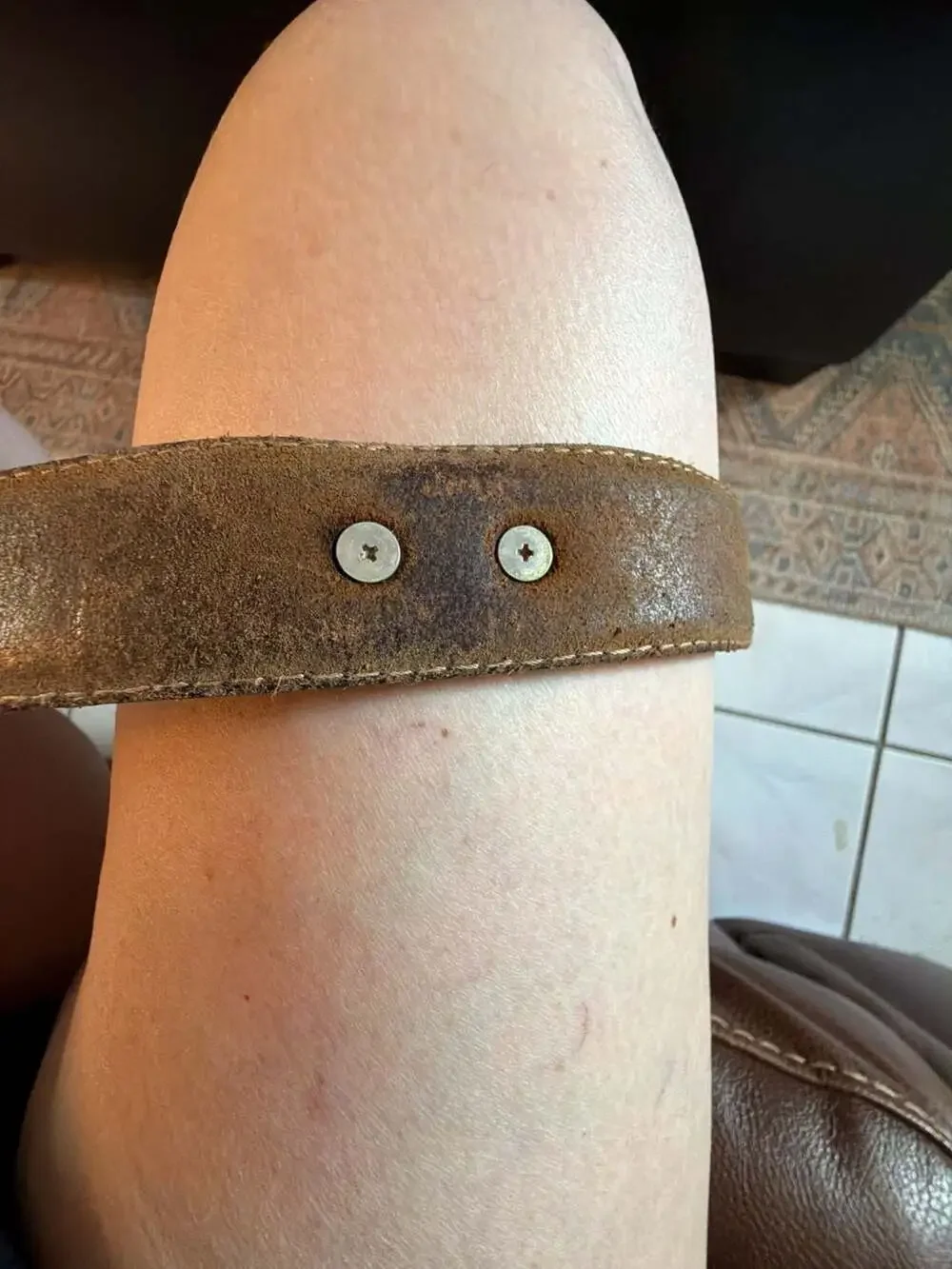 Vintage Brown Leather Western Belt with Texas Longhorn Conchos